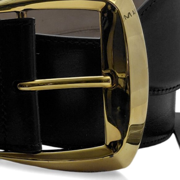 Alexander McQueen Womens Geometric Buckle Black Leather Belt -Size US 34- (0211) main image 9